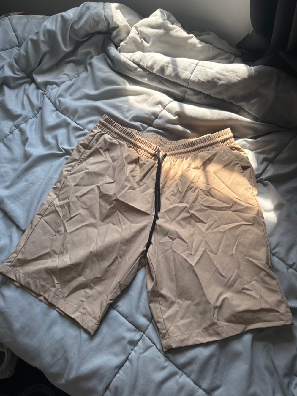Men's Drawstring Hybrid Shorts in Light Tan